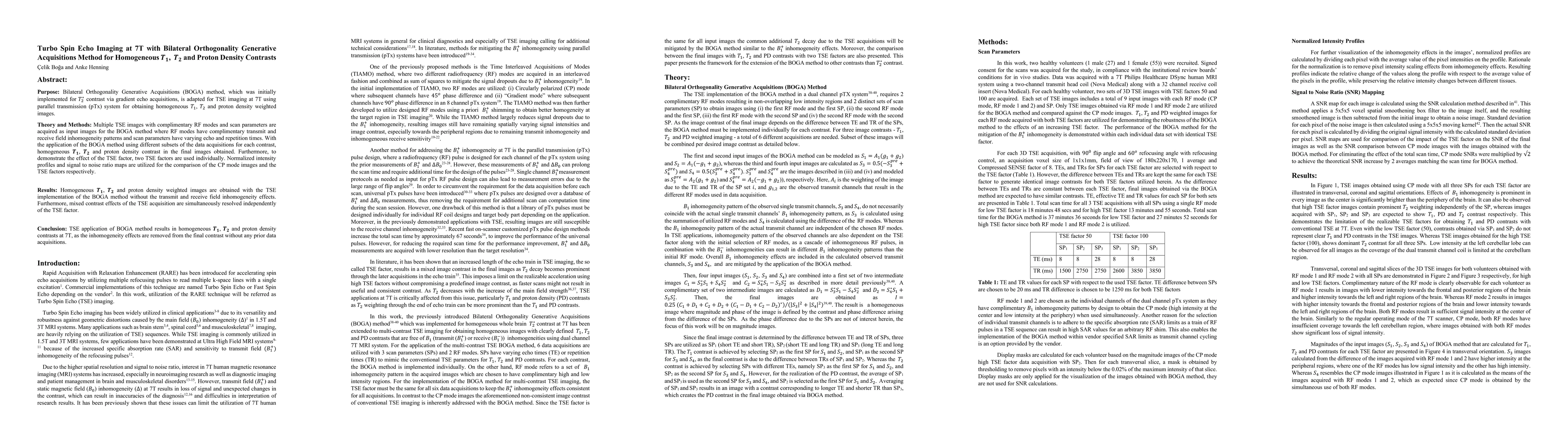 Thumbnail for Turbo Spin Echo Imaging at 7T with Bilateral Orthogonality Generative
  Acquisitions Method for Homogeneous T_1, T_2 and Proton Density Contrasts