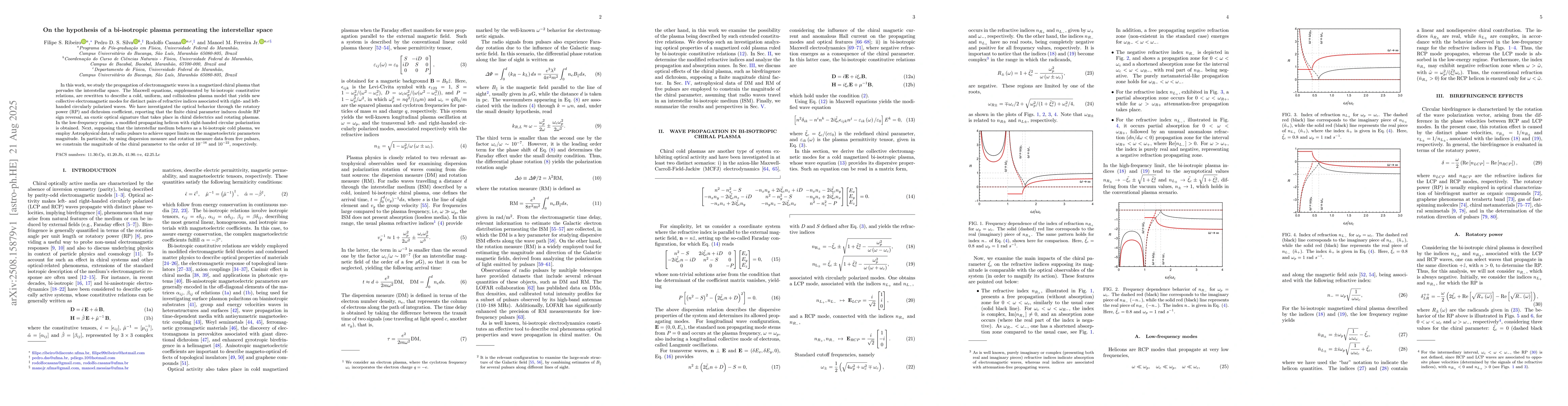 Thumbnail for On the hypothesis of a bi-isotropic plasma permeating the interstellar
  space