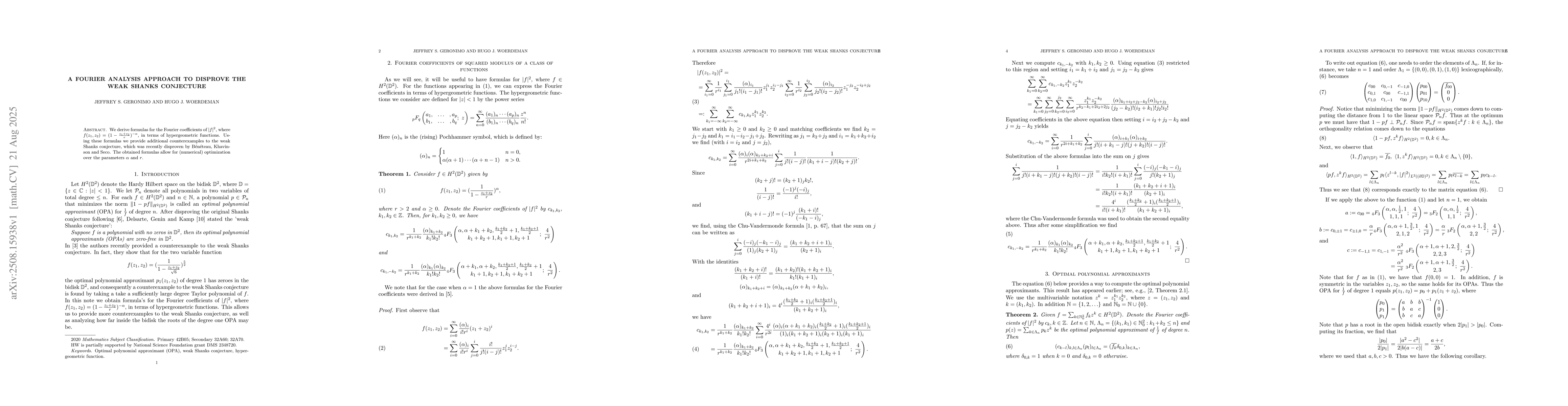 Thumbnail for A Fourier analysis approach to disprove the weak Shanks conjecture