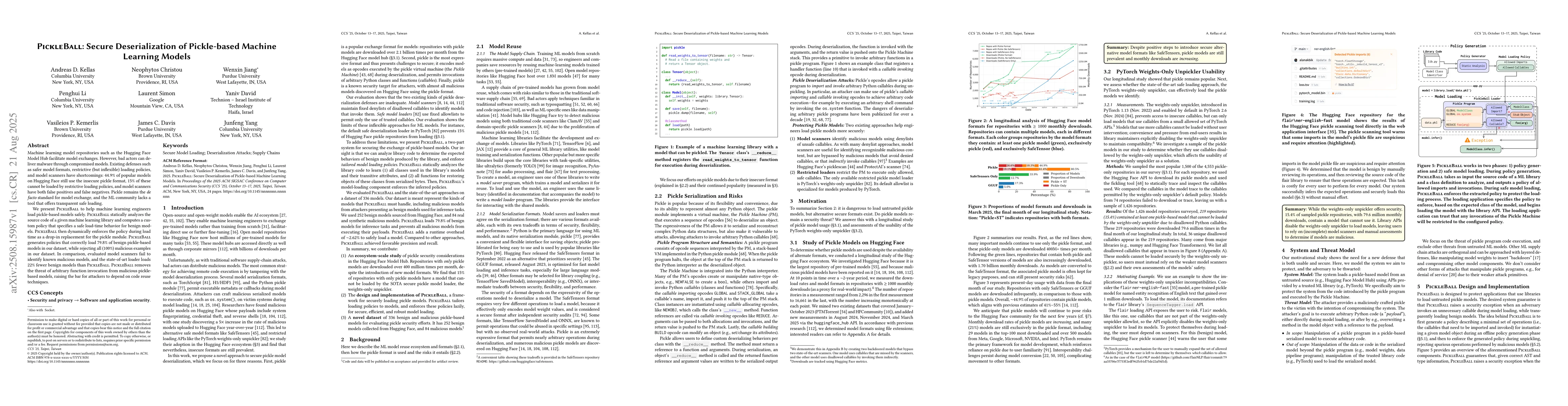 Thumbnail for PickleBall: Secure Deserialization of Pickle-based Machine Learning
  Models