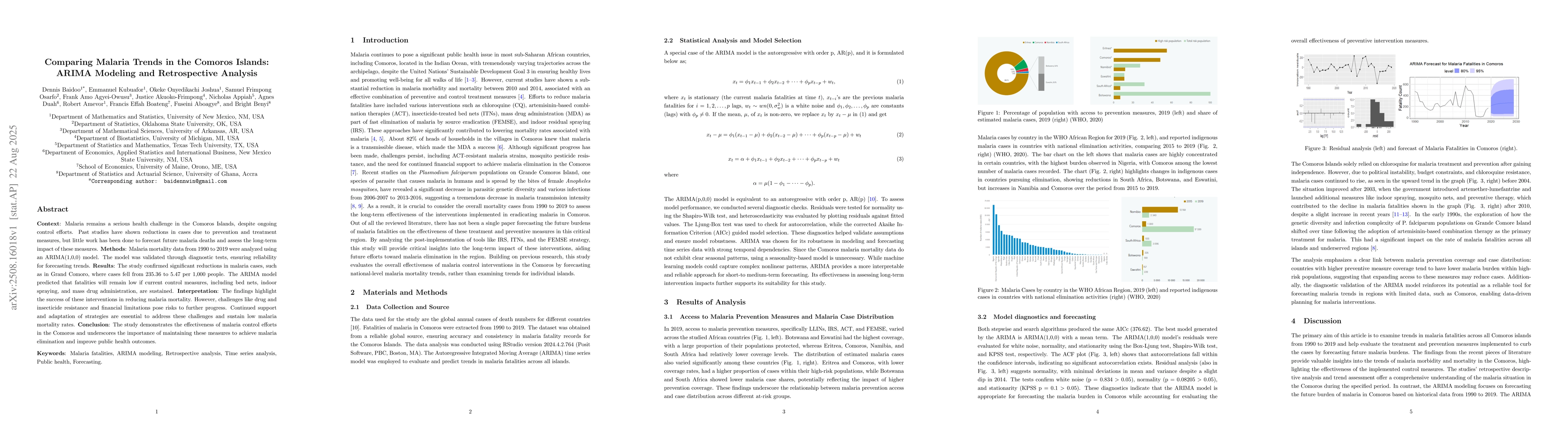 Thumbnail for Comparing Malaria Trends in the Comoros Islands: ARIMA Modeling and
  Retrospective Analysis