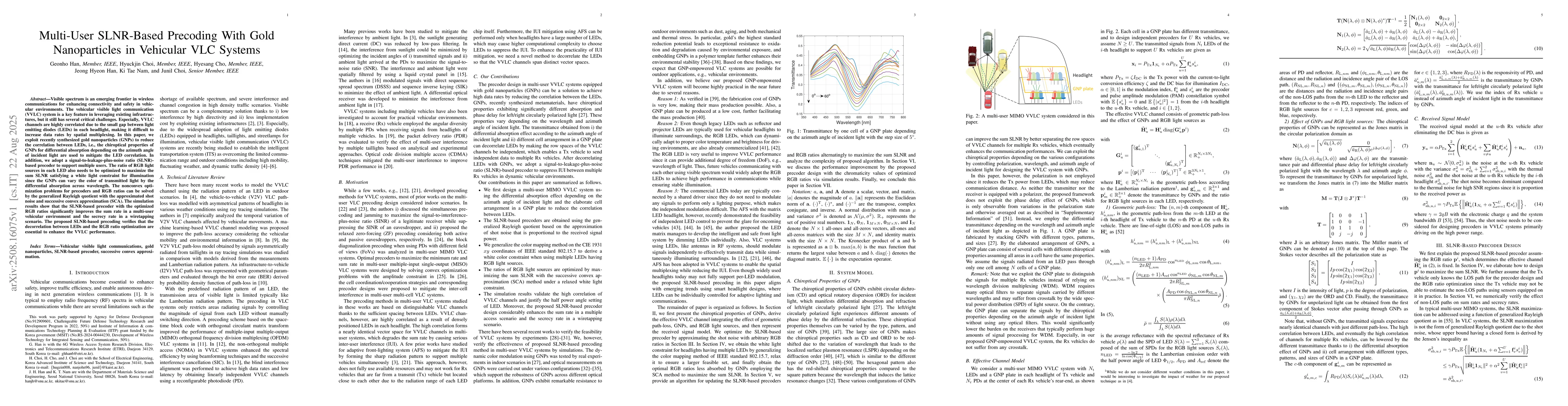 Thumbnail for Multi-User SLNR-Based Precoding With Gold Nanoparticles in Vehicular VLC
  Systems