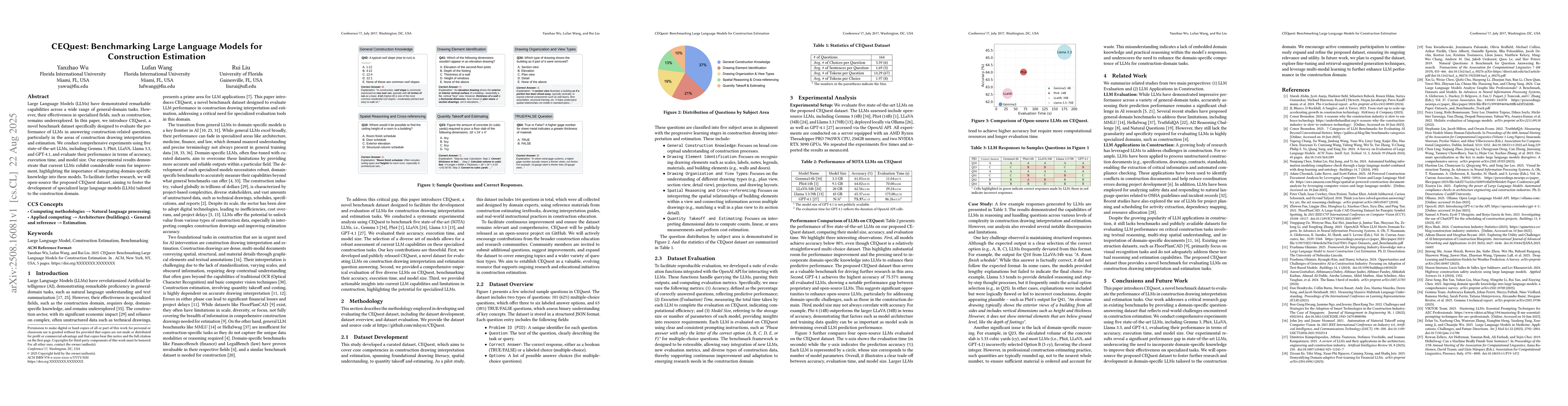 Thumbnail for CEQuest: Benchmarking Large Language Models for Construction Estimation