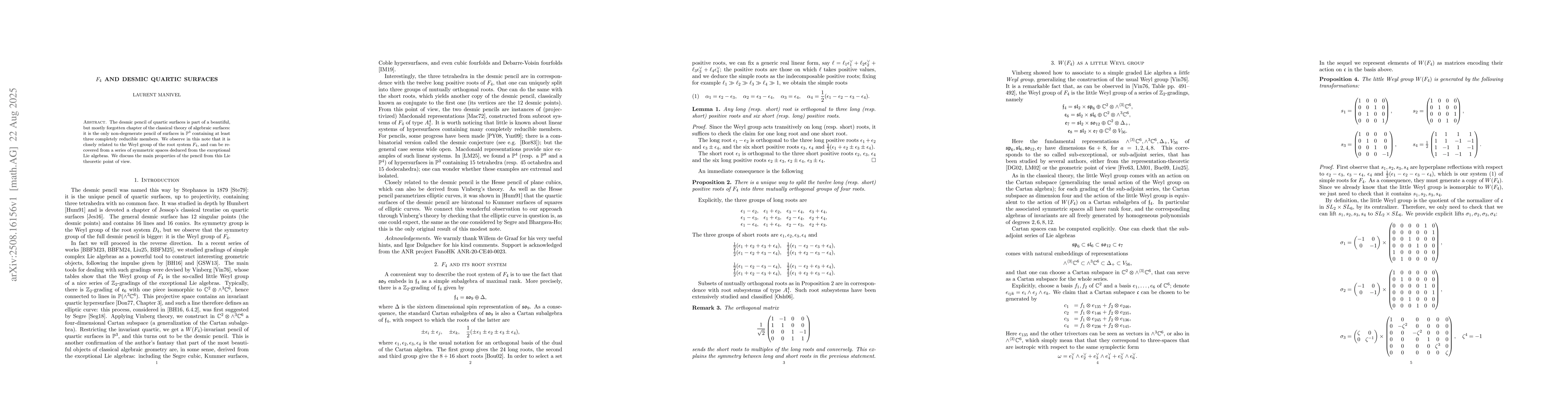 Thumbnail for F4 and desmic quartic surfaces