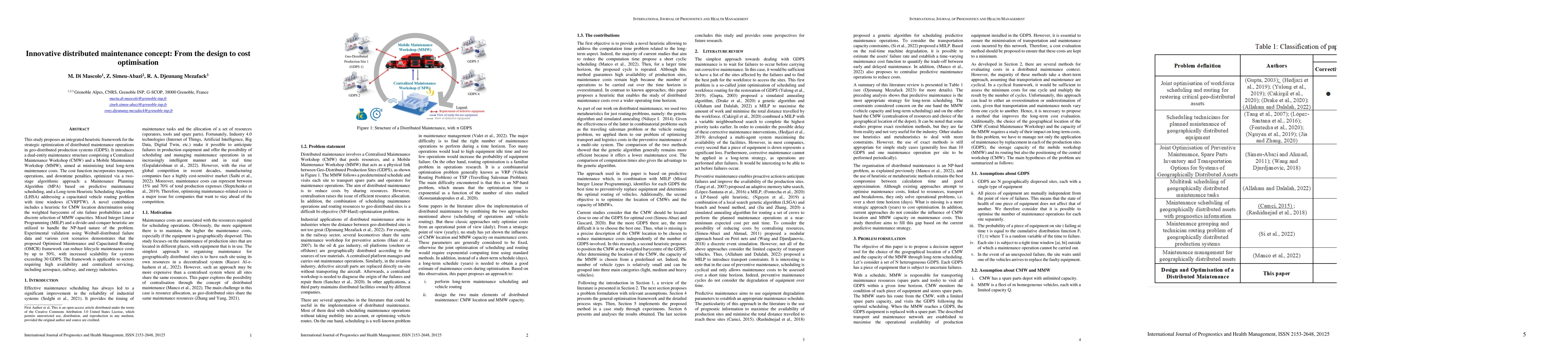 Thumbnail for Innovative Distributed Maintenance Concept: From the design to cost
  optimisation