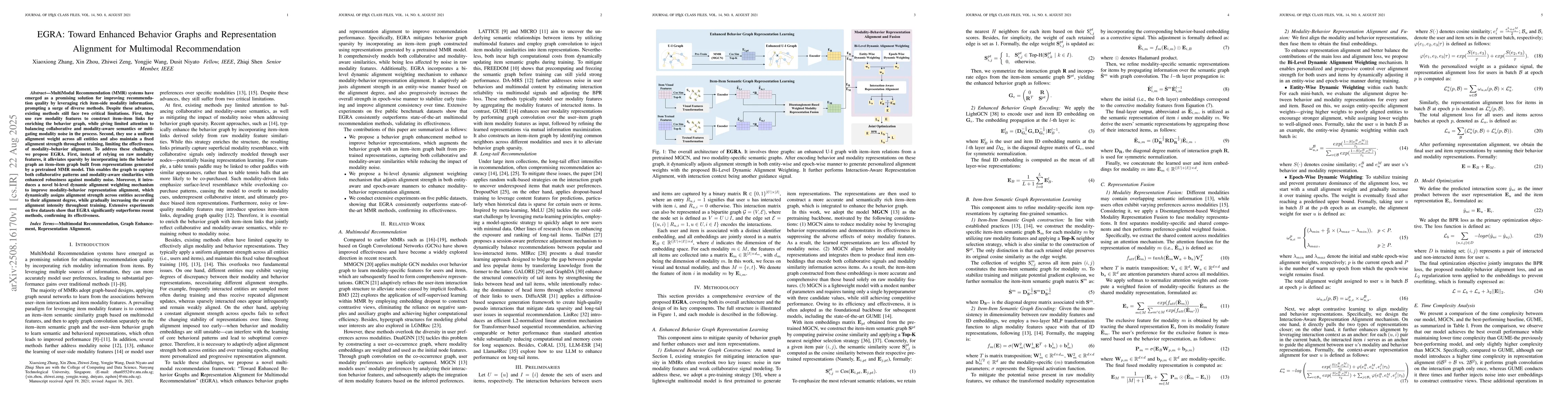 Thumbnail for EGRA:Toward Enhanced Behavior Graphs and Representation Alignment for
  Multimodal Recommendation