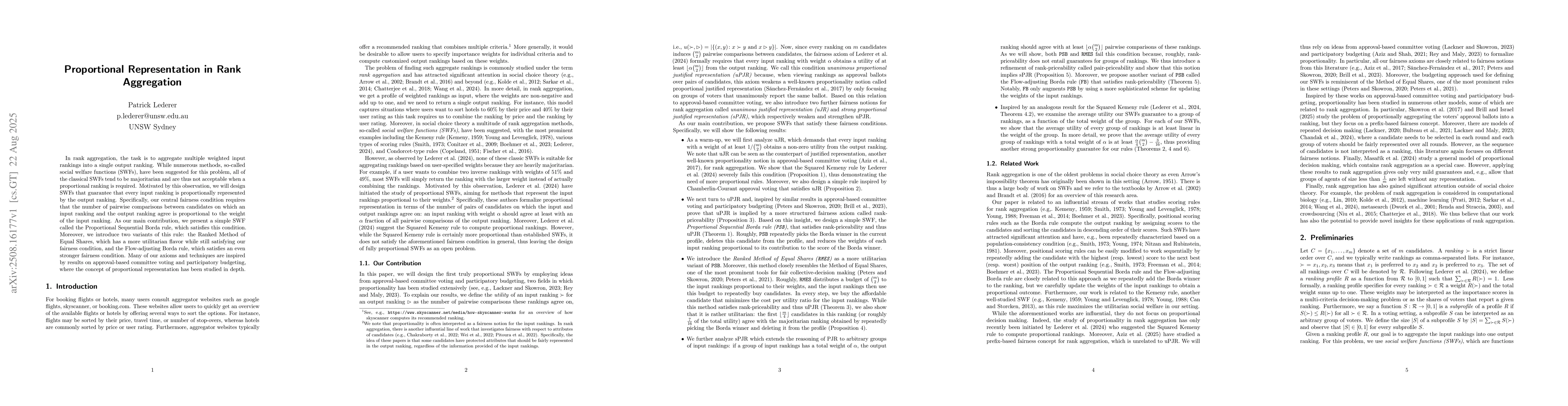 Thumbnail for Proportional Representation in Rank Aggregation