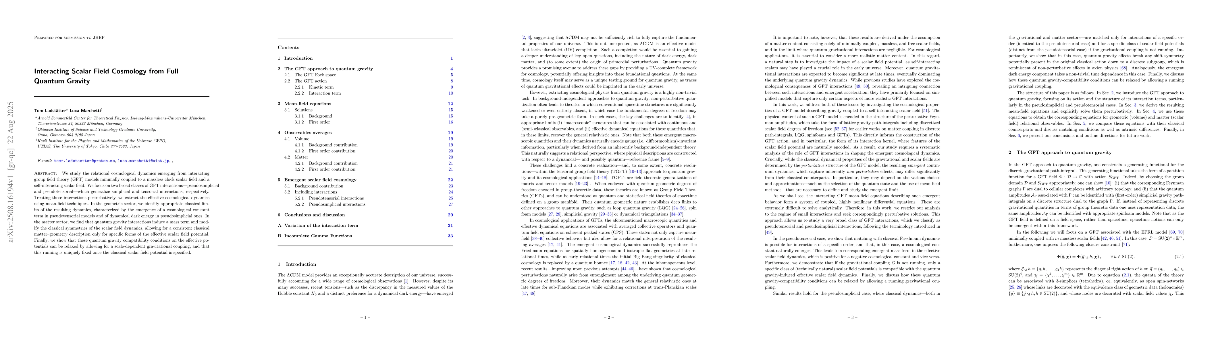 Thumbnail for Interacting Scalar Field Cosmology from Full Quantum Gravity