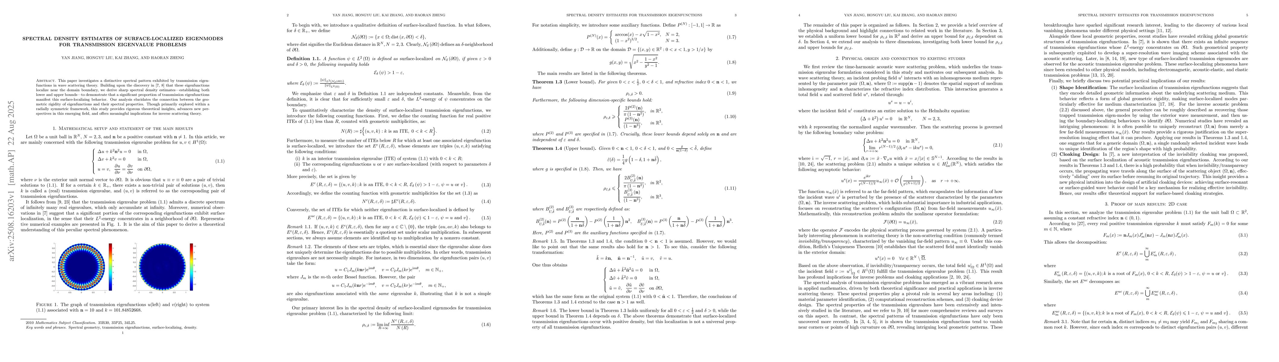 Thumbnail for Spectral density estimates of surface-localized eigenmodes for
  transmission eigenvalue problems