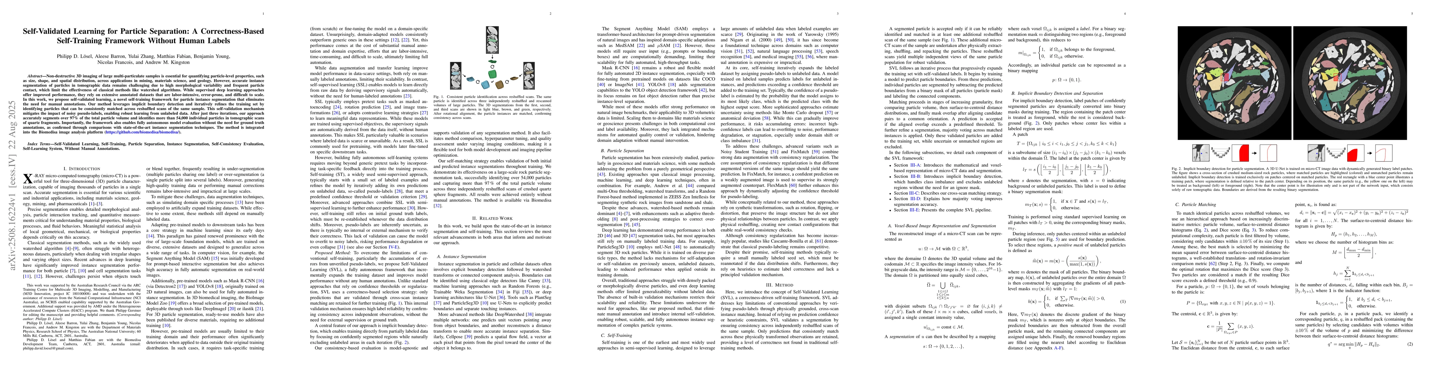 Thumbnail for Self-Validated Learning for Particle Separation: A Correctness-Based
  Self-Training Framework Without Human Labels