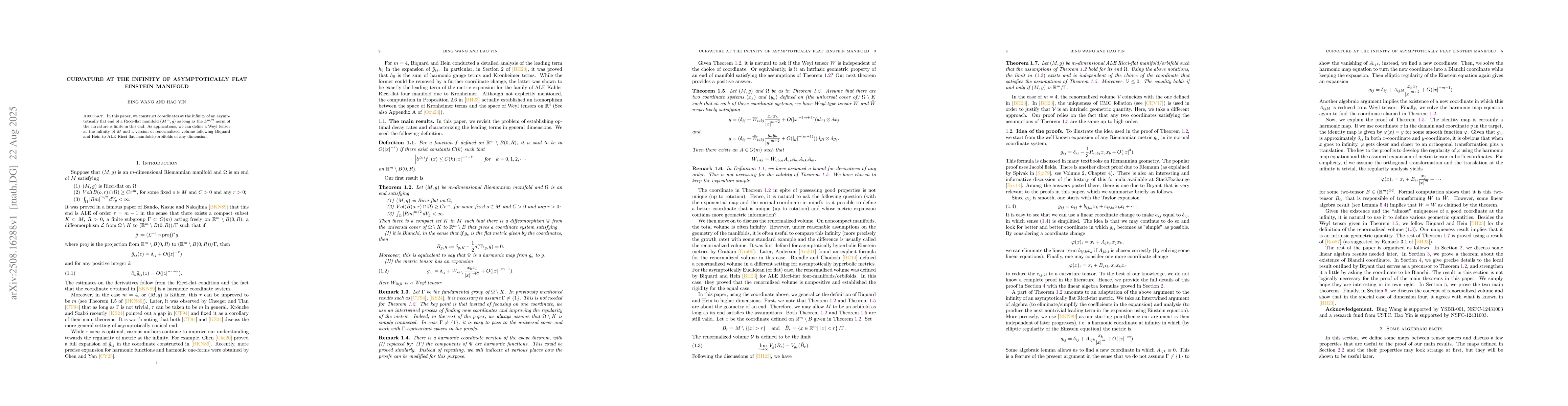 Thumbnail for Curvature at the infinity of asymptotically flat Einstein manifold
