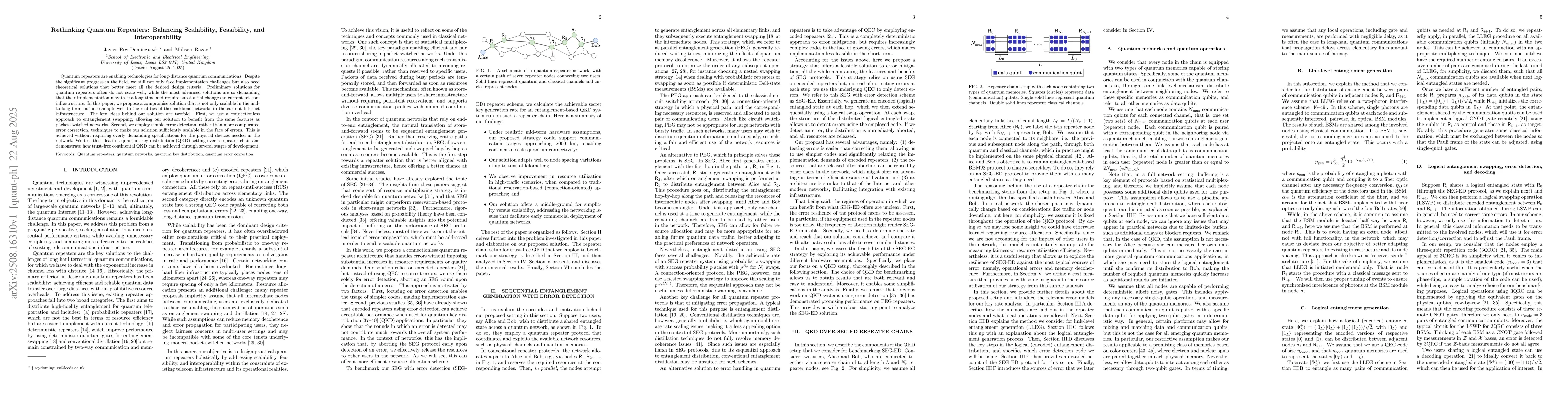Thumbnail for Rethinking Quantum Repeaters: Balancing Scalability, Feasibility, and
  Interoperability