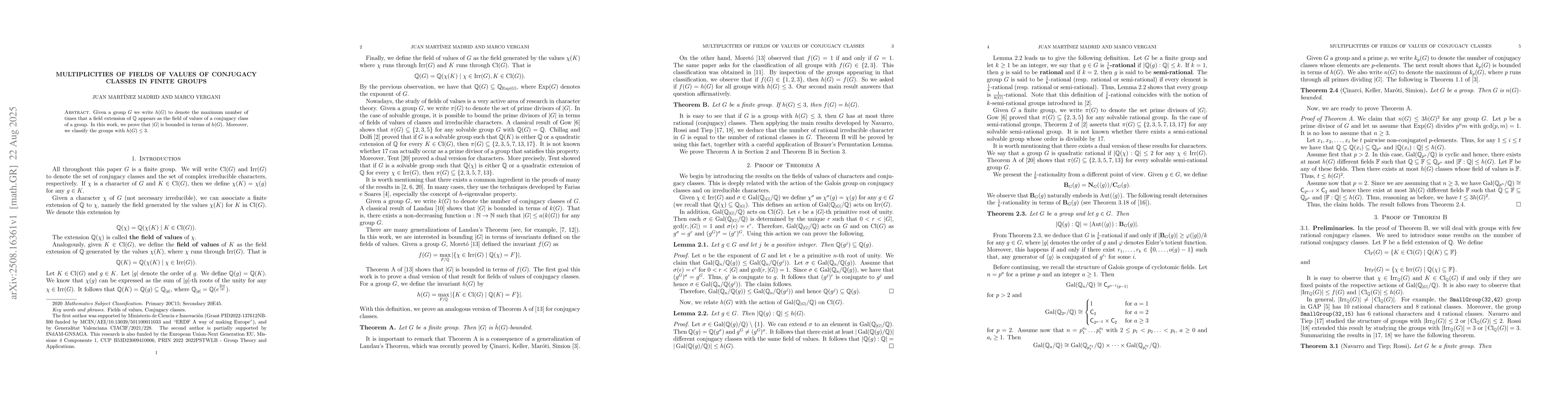 Thumbnail for Multiplicities of fields of values of conjugacy classes in finite groups