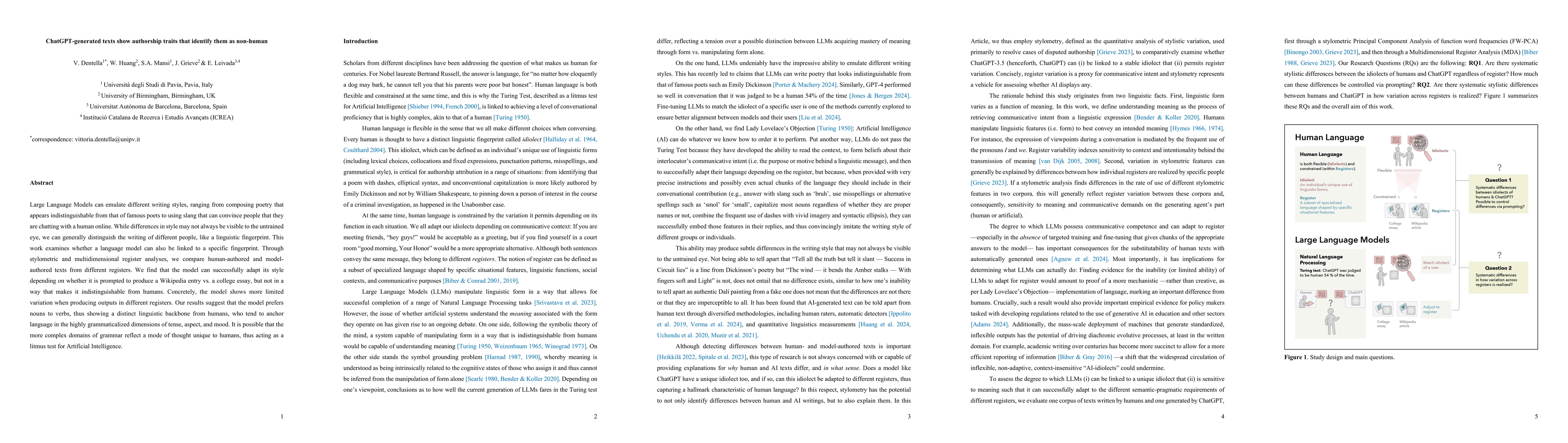 Thumbnail for ChatGPT-generated texts show authorship traits that identify them as
  non-human