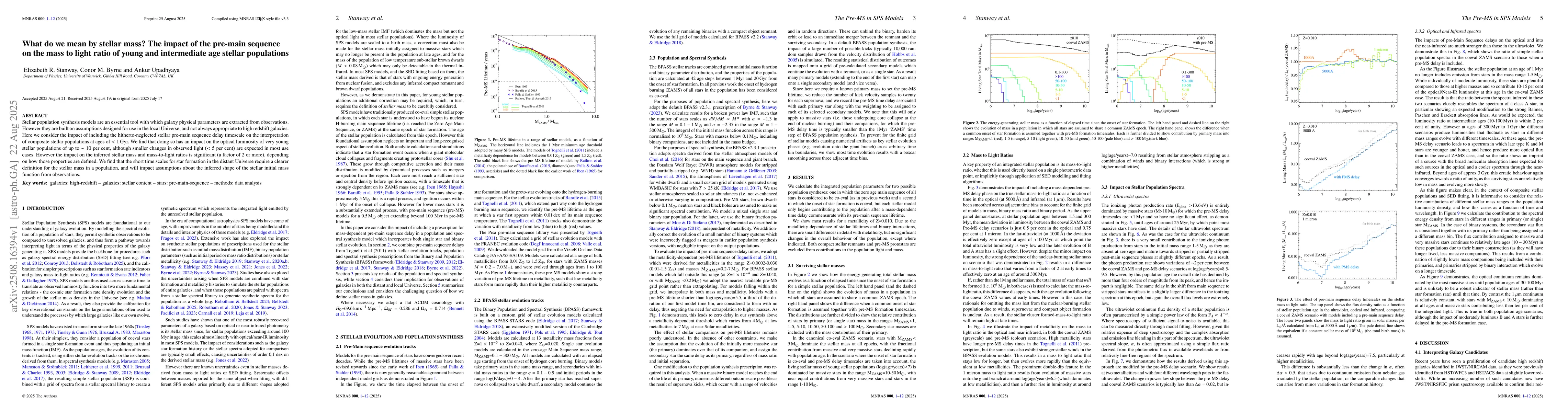 Thumbnail for What do we mean by stellar mass? The impact of the pre-main sequence on
  the mass to light ratio of young and intermediate age stellar populations