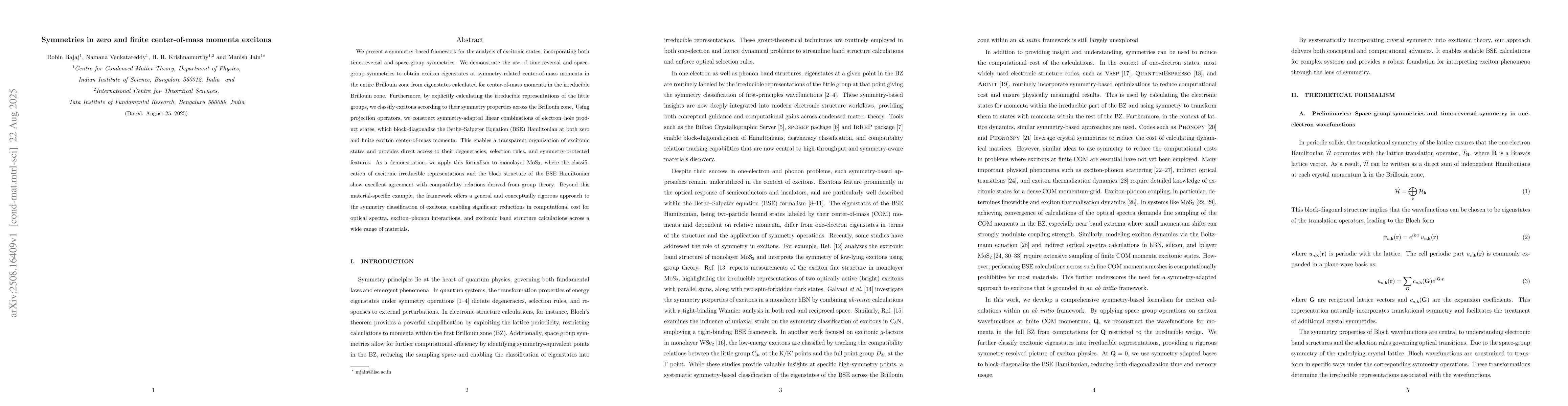 Thumbnail for Symmetries in zero and finite center-of-mass momenta excitons