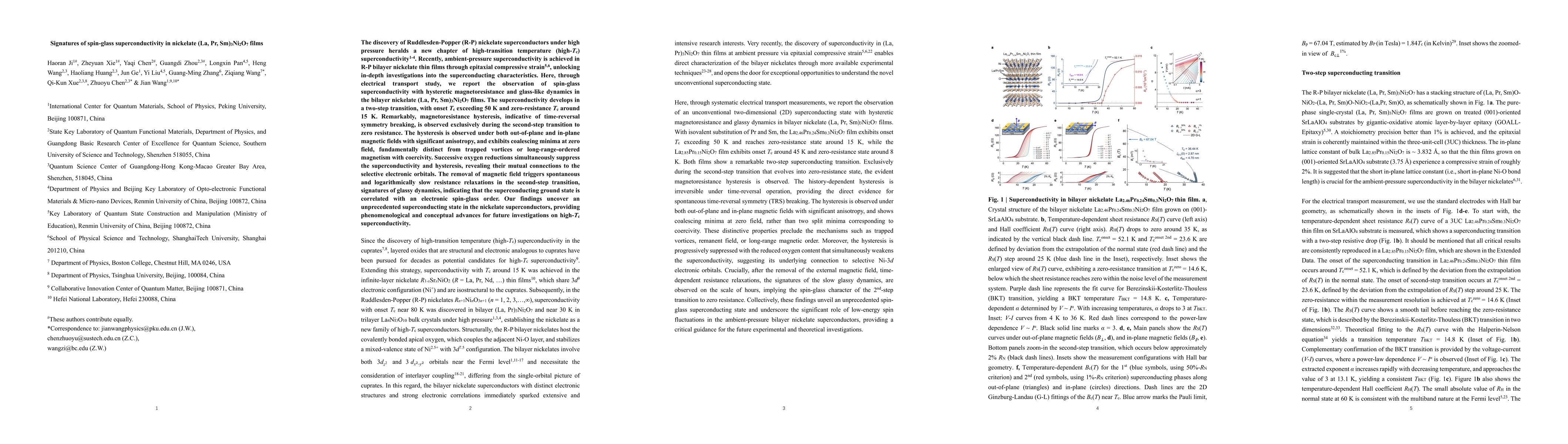 Thumbnail for Signatures of spin-glass superconductivity in nickelate (La, Pr,
  Sm)3Ni2O7 films
