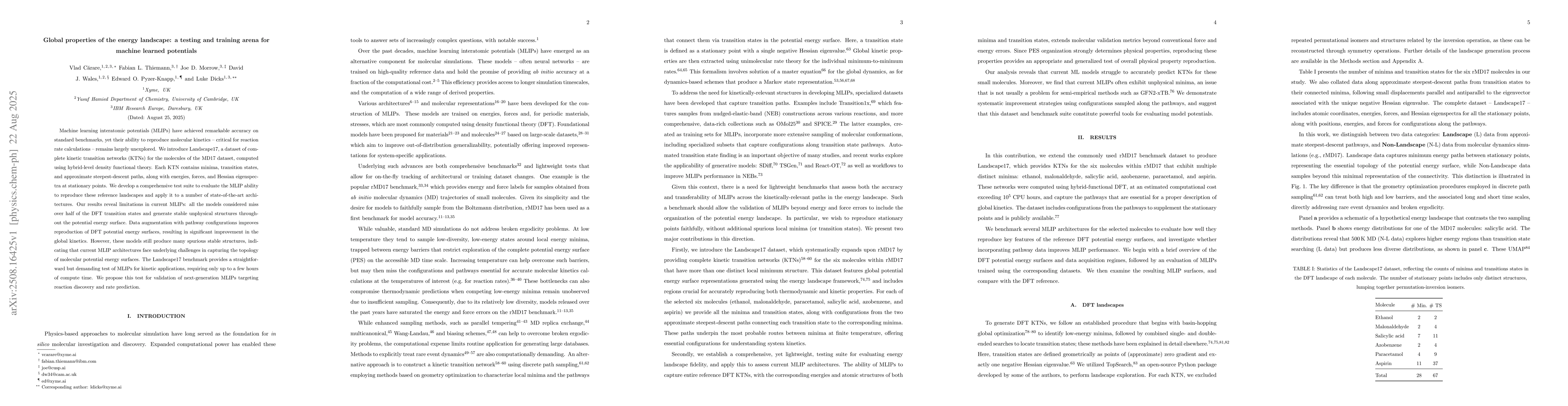 Thumbnail for Global properties of the energy landscape: a testing and training arena
  for machine learned potentials
