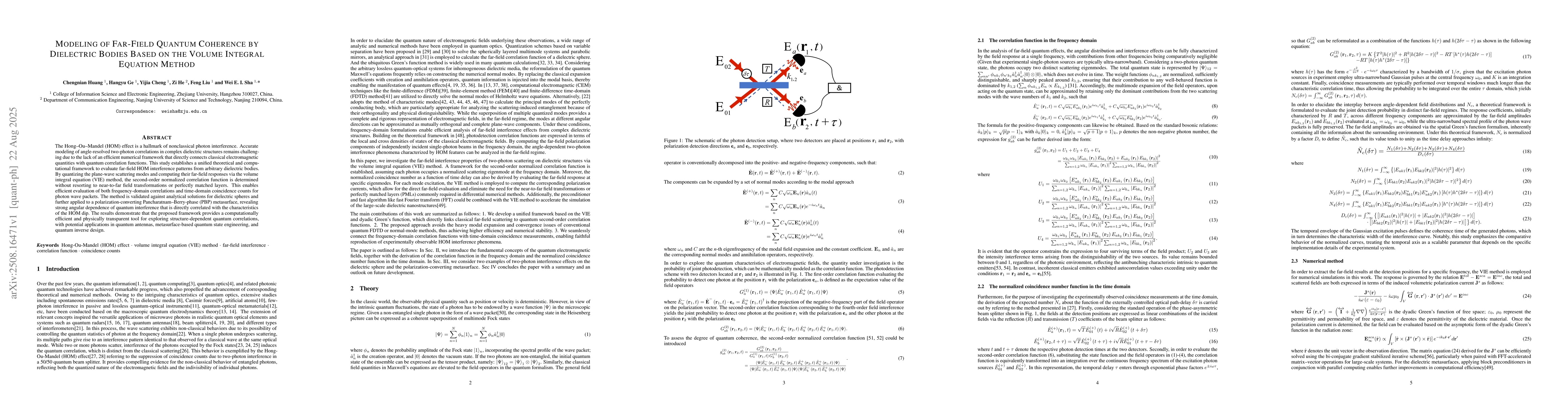Thumbnail for Modeling of Far-Field Quantum Coherence by Dielectric Bodies Based on
  the Volume Integral Equation Method