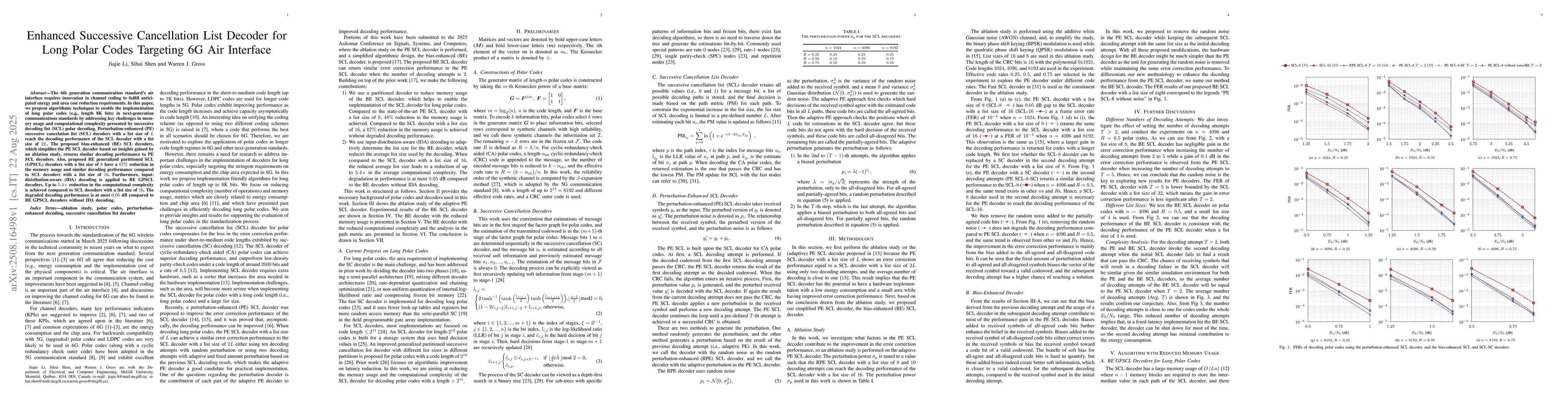 Thumbnail for Enhanced Successive Cancellation List Decoder for Long Polar Codes
  Targeting 6G Air Interface