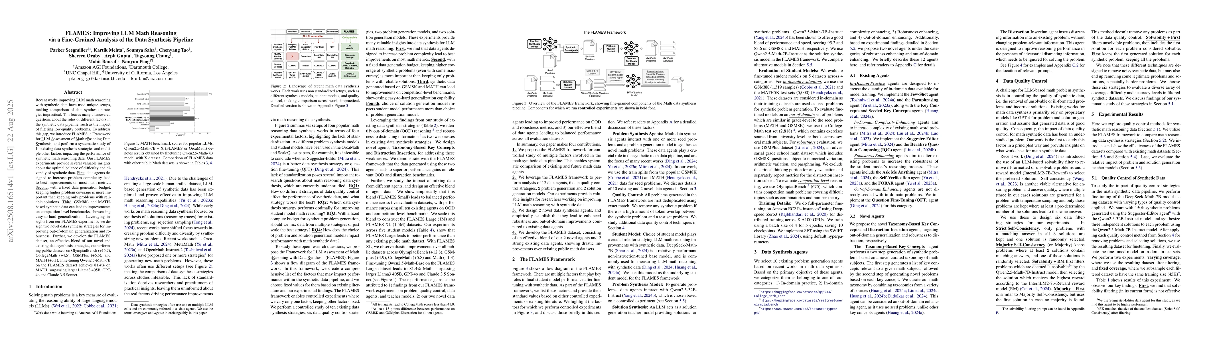 Thumbnail for FLAMES: Improving LLM Math Reasoning via a Fine-Grained Analysis of the
  Data Synthesis Pipeline