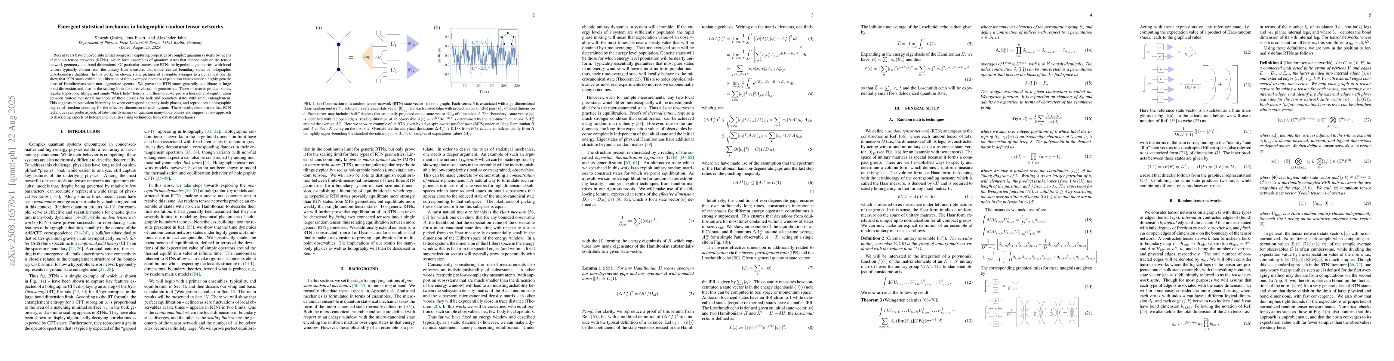 Thumbnail for Emergent statistical mechanics in holographic random tensor networks