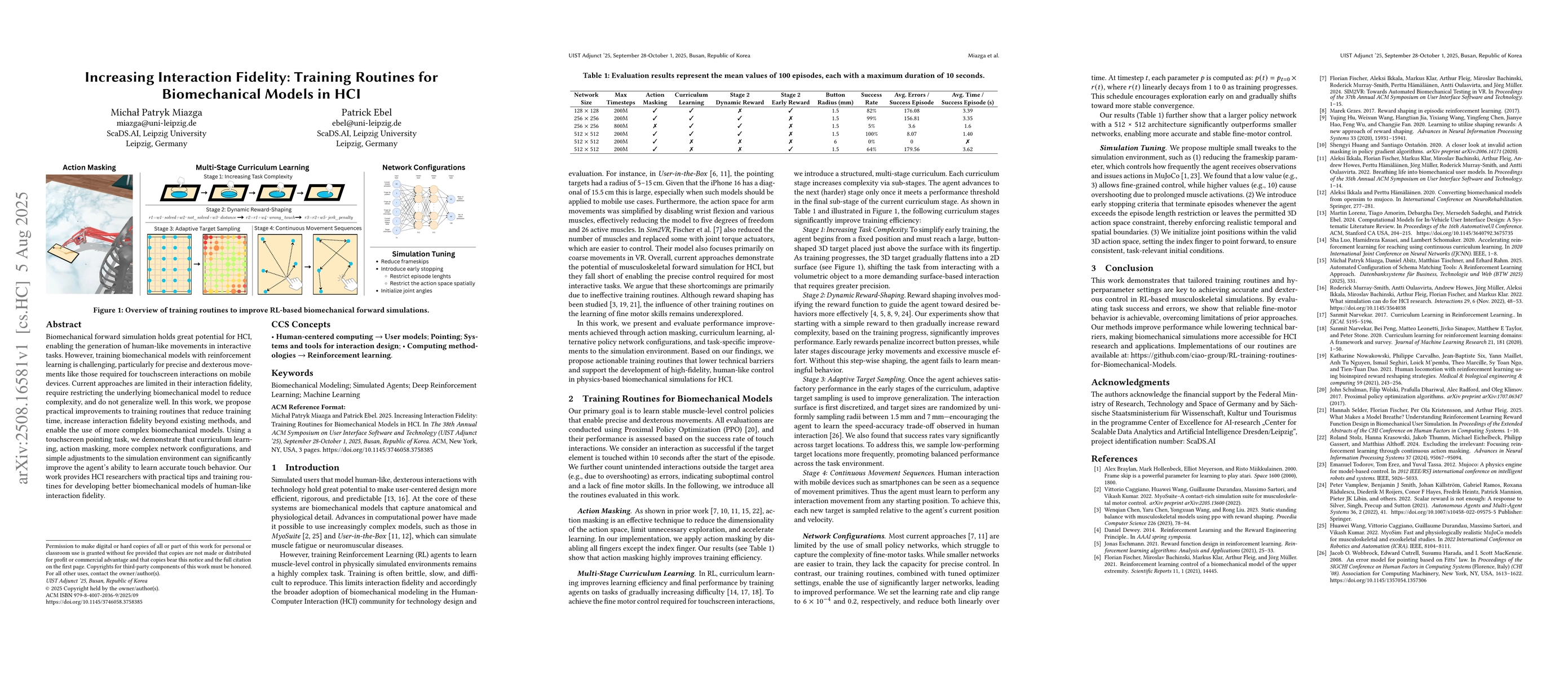 Thumbnail for Increasing Interaction Fidelity: Training Routines for Biomechanical
  Models in HCI