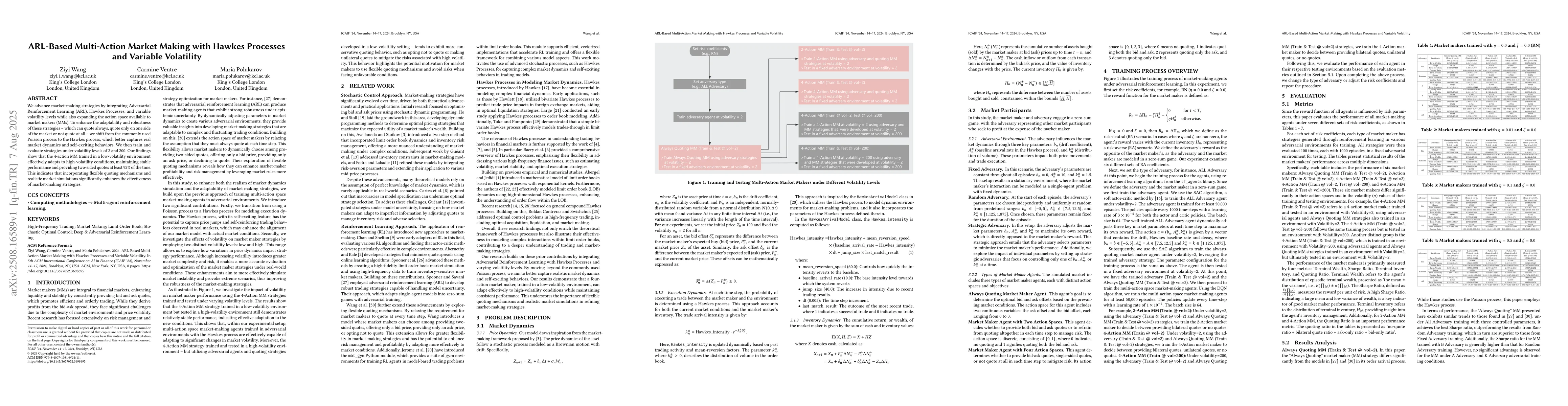 Thumbnail for ARL-Based Multi-Action Market Making with Hawkes Processes and Variable
  Volatility