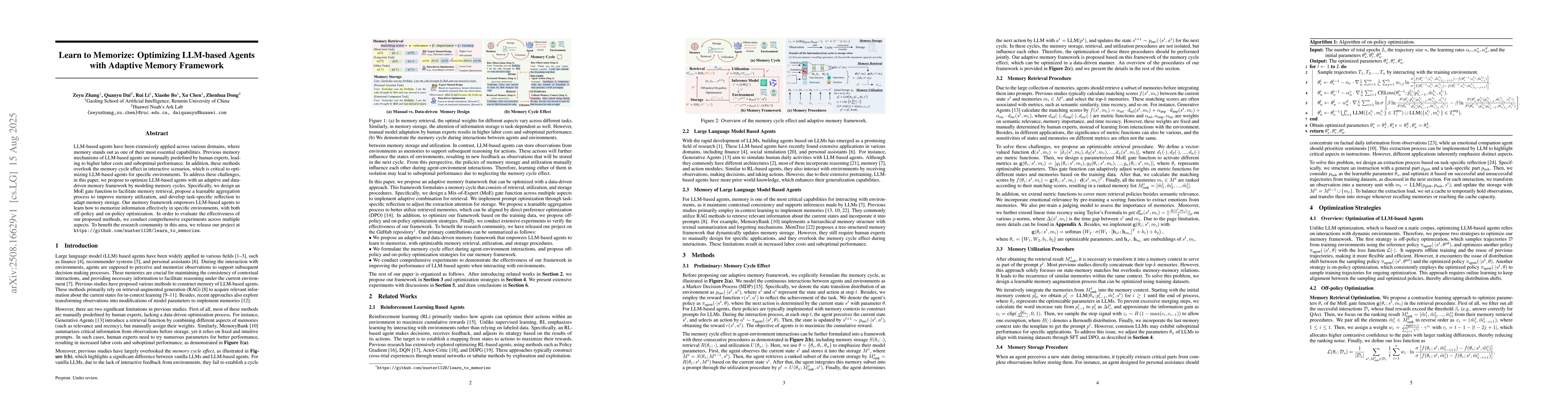 Thumbnail for Learn to Memorize: Optimizing LLM-based Agents with Adaptive Memory
  Framework