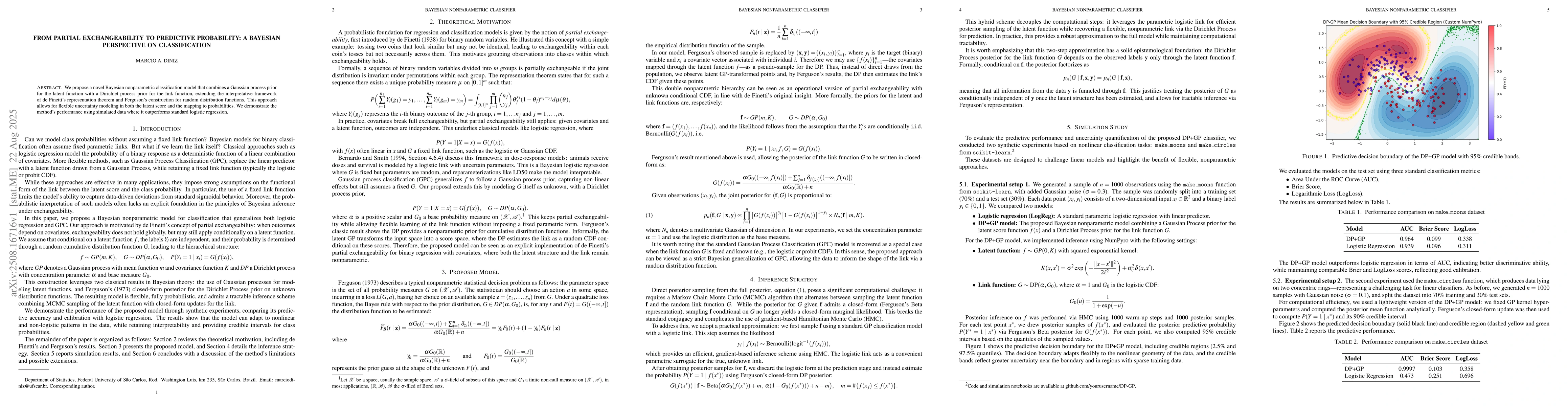Thumbnail for From Partial Exchangeability to Predictive Probability: A Bayesian
  Perspective on Classification