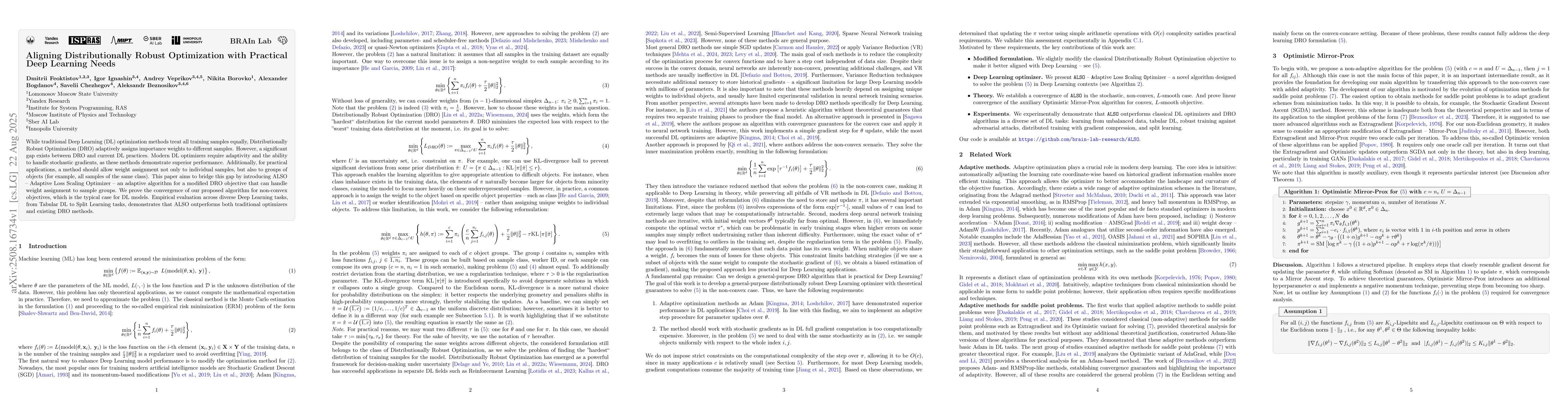 Thumbnail for Aligning Distributionally Robust Optimization with Practical Deep
  Learning Needs