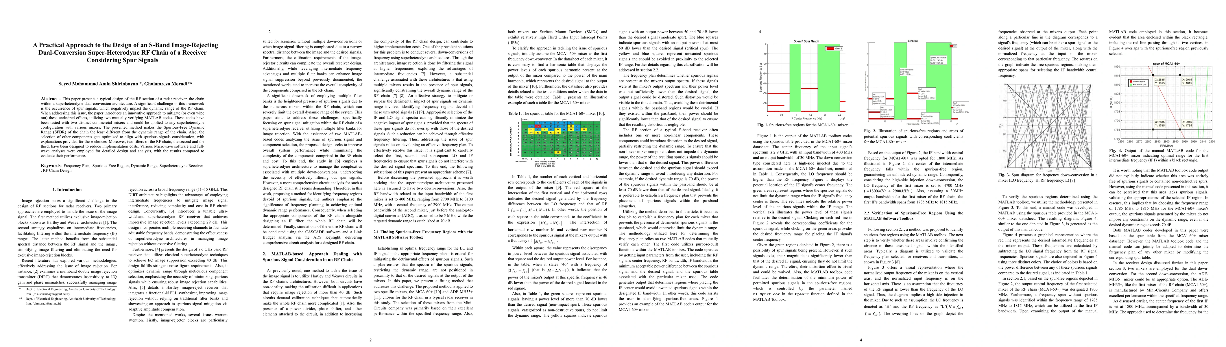 Thumbnail for A Practical Approach to the Design of an S-Band Image-Rejecting
  Dual-Conversion Super-Heterodyne RF Chain of a Receiver Considering Spur
  Signals