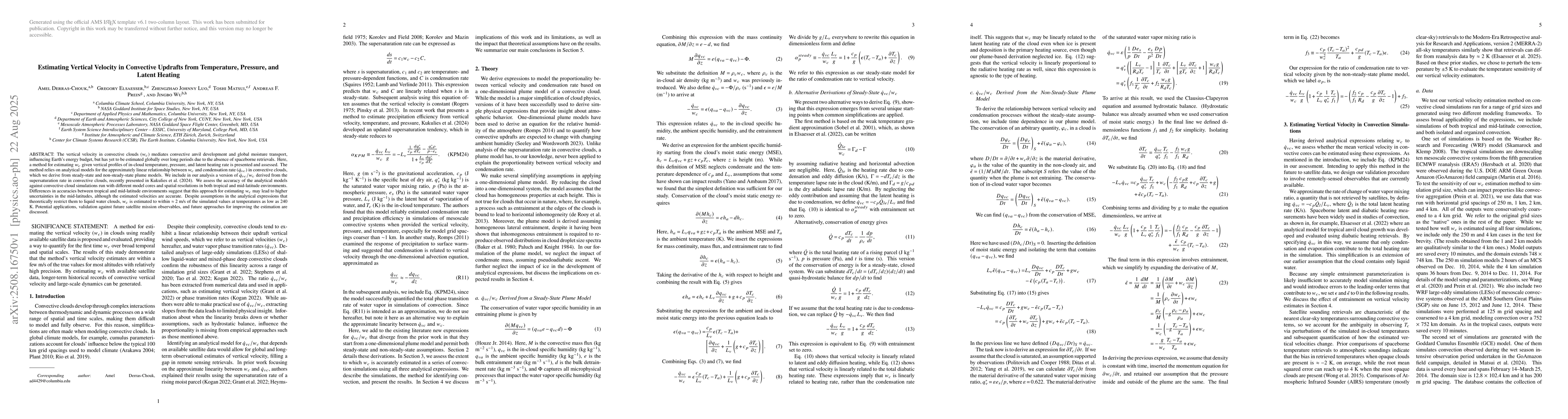 Thumbnail for Estimating Vertical Velocity in Convective Updrafts from Temperature,
  Pressure, and Latent Heating