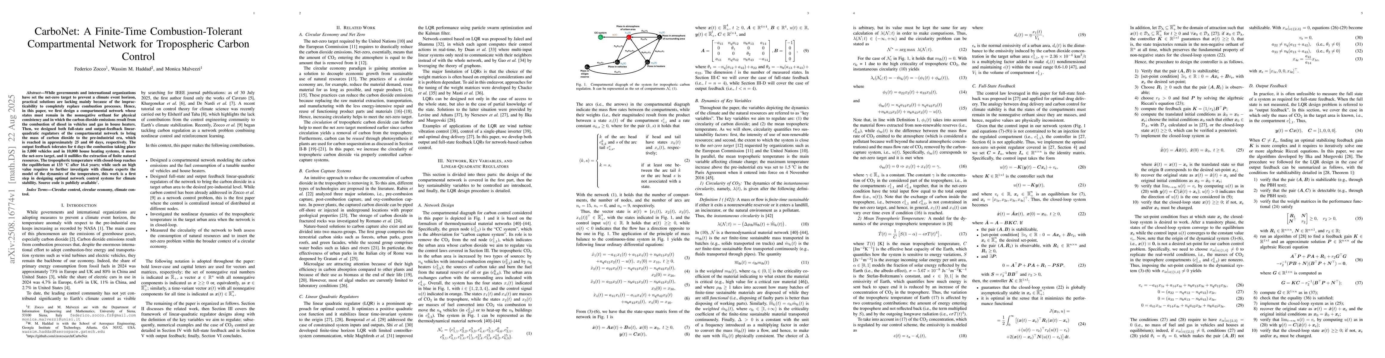 Thumbnail for CarboNet: A Finite-Time Combustion-Tolerant Compartmental Network for
  Tropospheric Carbon Control