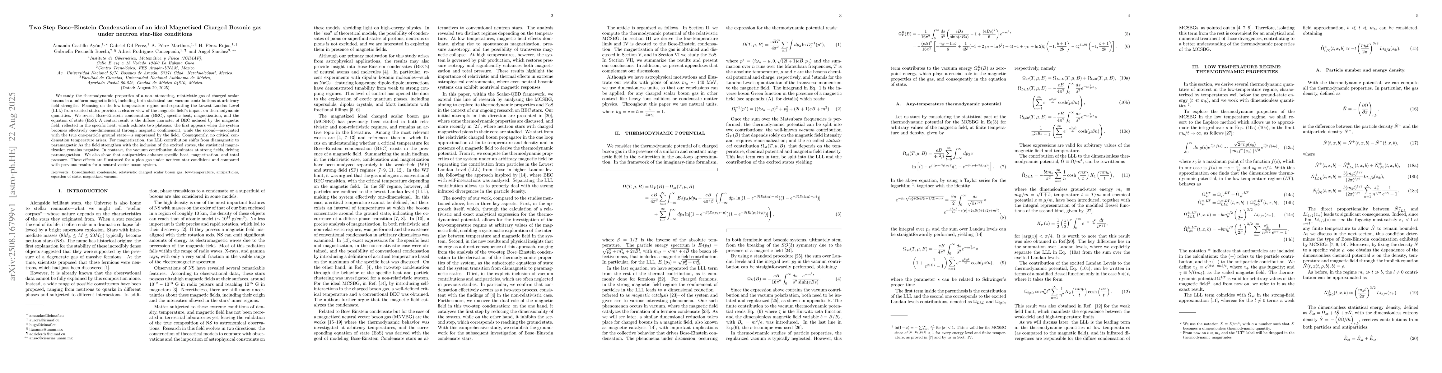 Thumbnail for Two-Step Bose-Einstein Condensation of an ideal Magnetized Charged
  Bosonic gas under neutron star-like conditions