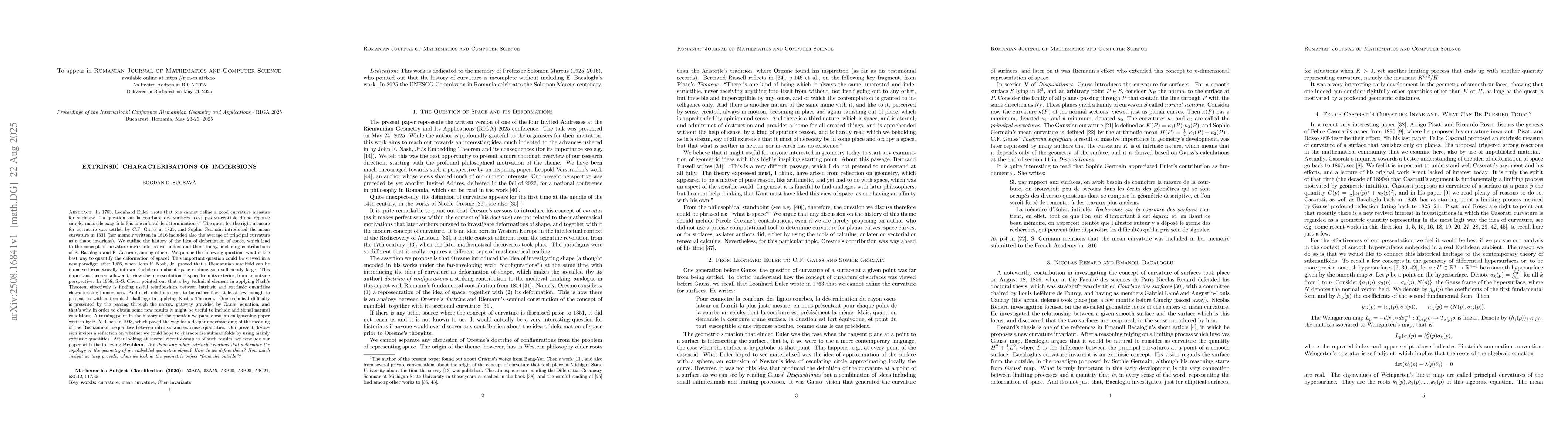 Thumbnail for Extrinsic Characterisations of Immersions