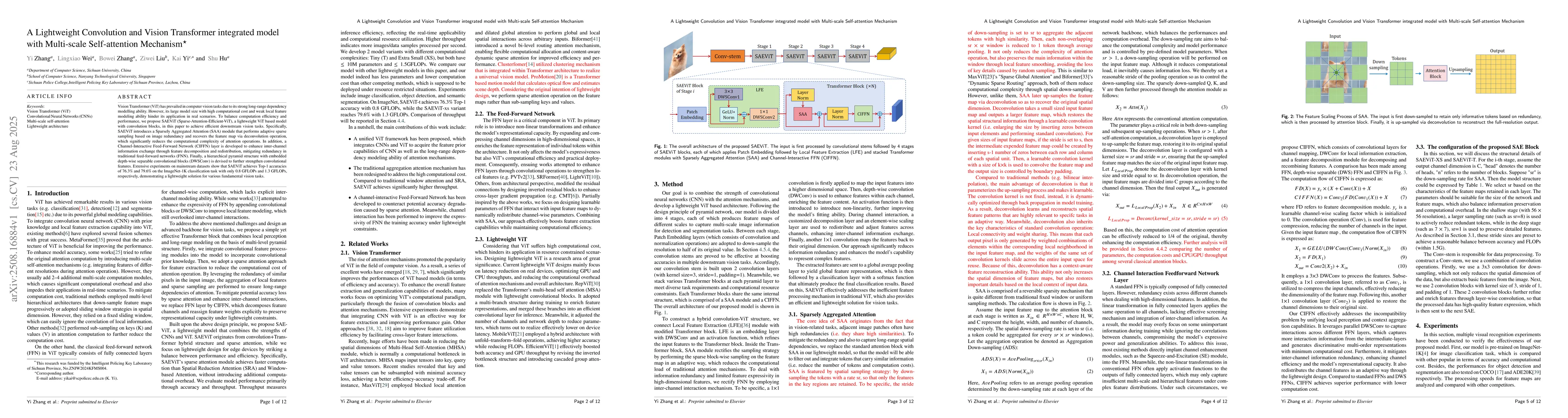 Thumbnail for A Lightweight Convolution and Vision Transformer integrated model with
  Multi-scale Self-attention Mechanism