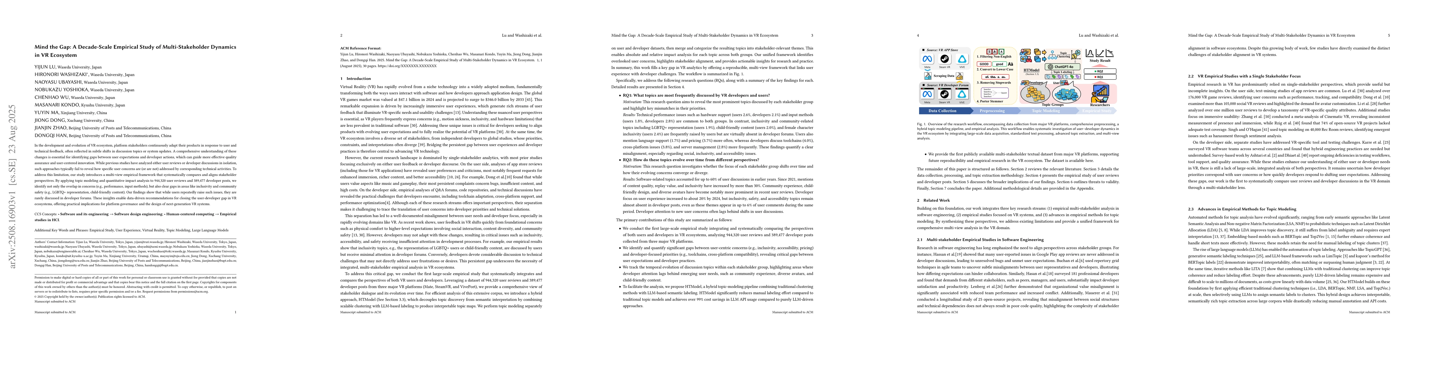 Thumbnail for Mind the Gap: A Decade-Scale Empirical Study of Multi-Stakeholder
  Dynamics in VR Ecosystem