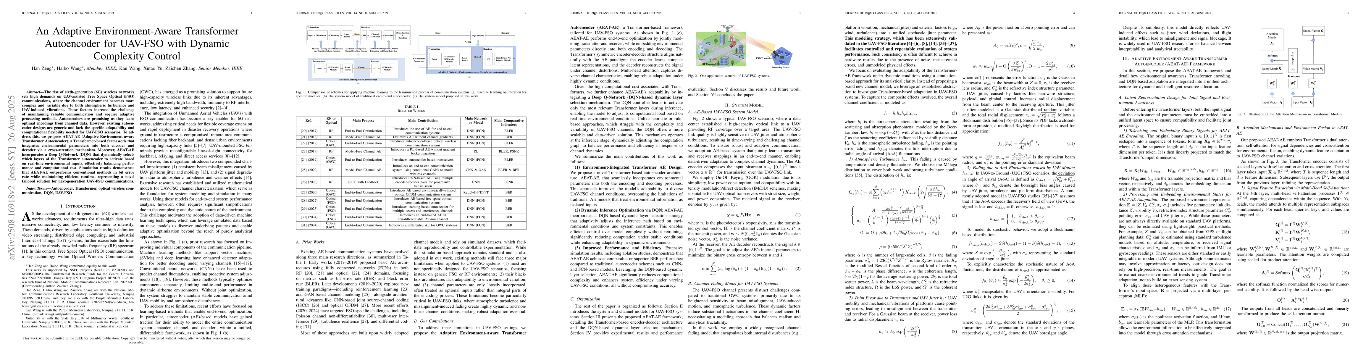 Thumbnail for An Adaptive Environment-Aware Transformer Autoencoder for UAV-FSO with
  Dynamic Complexity Control