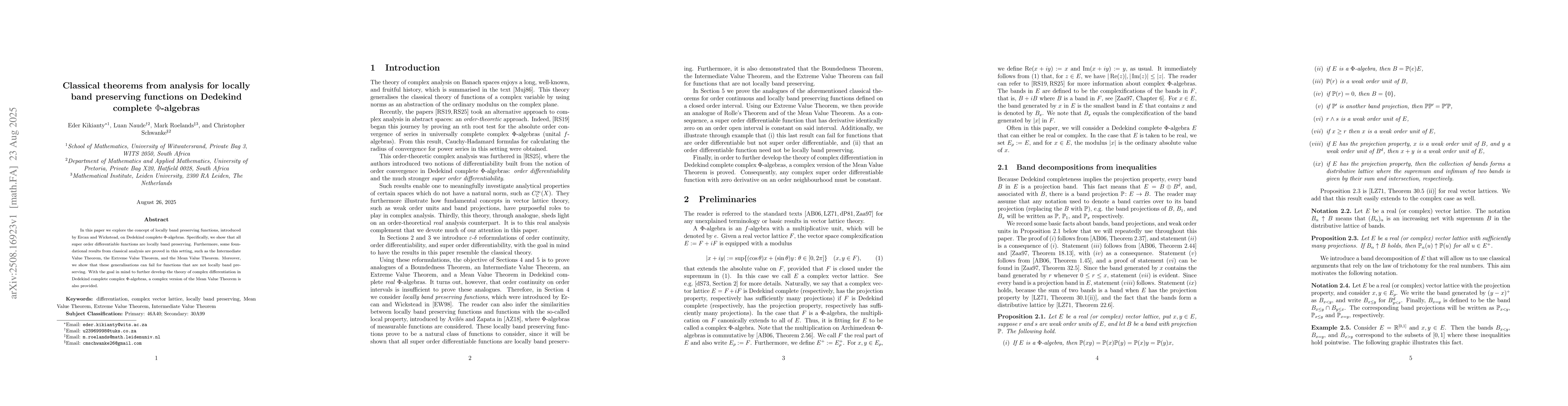 Thumbnail for Classical theorems from analysis for locally band preserving functions
  on Dedekind complete $Φ$-algebras