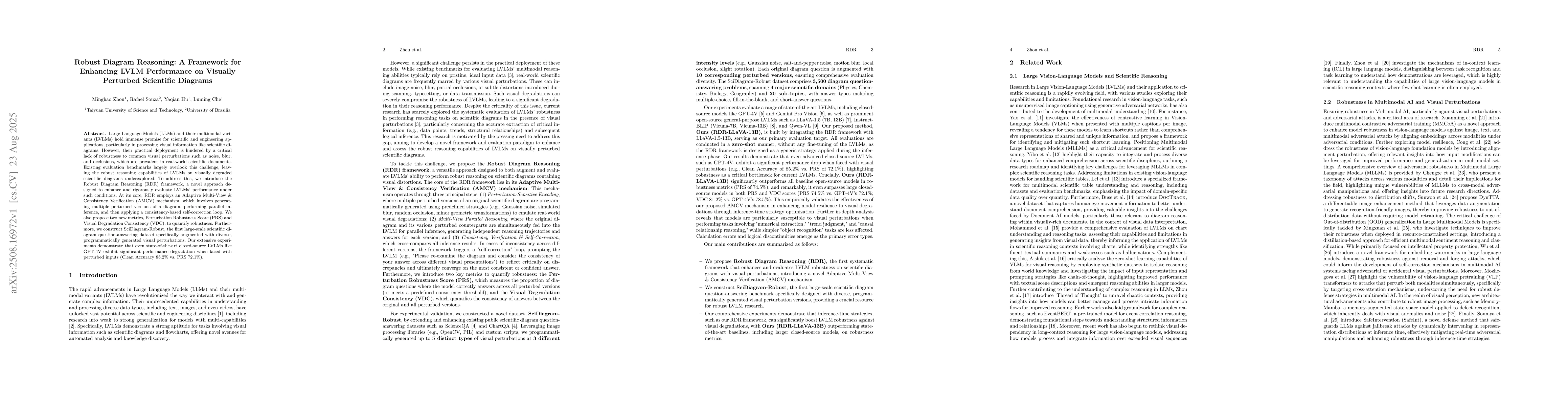 Thumbnail for Robust Diagram Reasoning: A Framework for Enhancing LVLM Performance on
  Visually Perturbed Scientific Diagrams