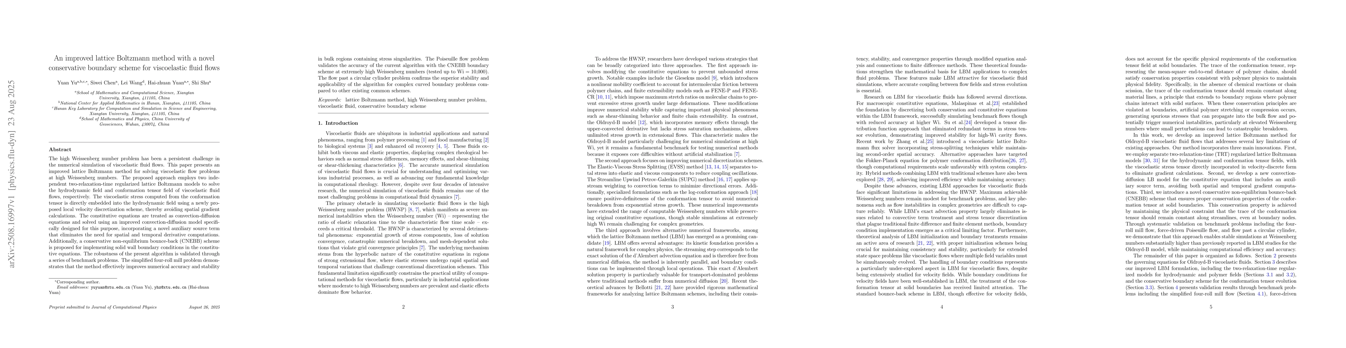 Thumbnail for An improved lattice Boltzmann method with a novel conservative boundary
  scheme for viscoelastic fluid flows