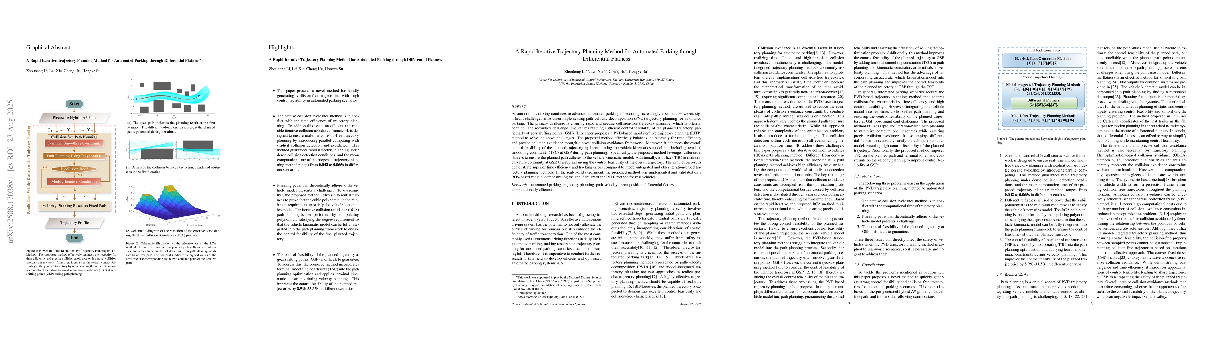 Thumbnail for A Rapid Iterative Trajectory Planning Method for Automated Parking
  through Differential Flatness