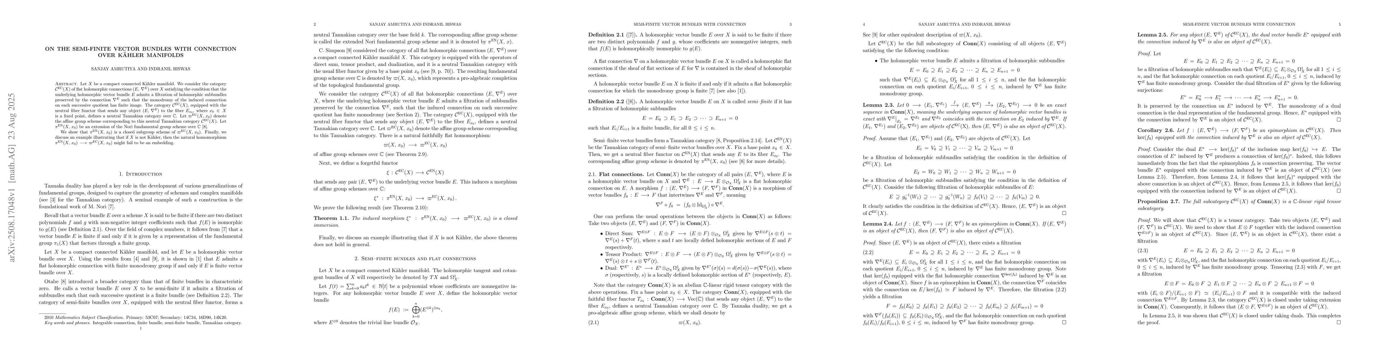 Thumbnail for On semi-finite vector bundles with connection over Kahler manifolds