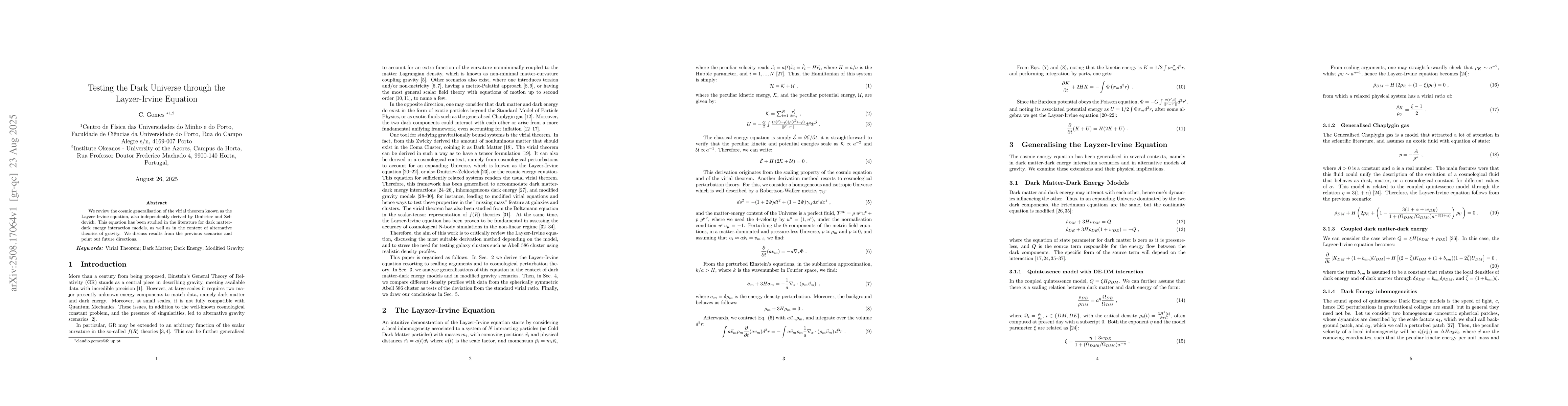 Thumbnail for Testing the Dark Universe through the Layzer-Irvine Equation