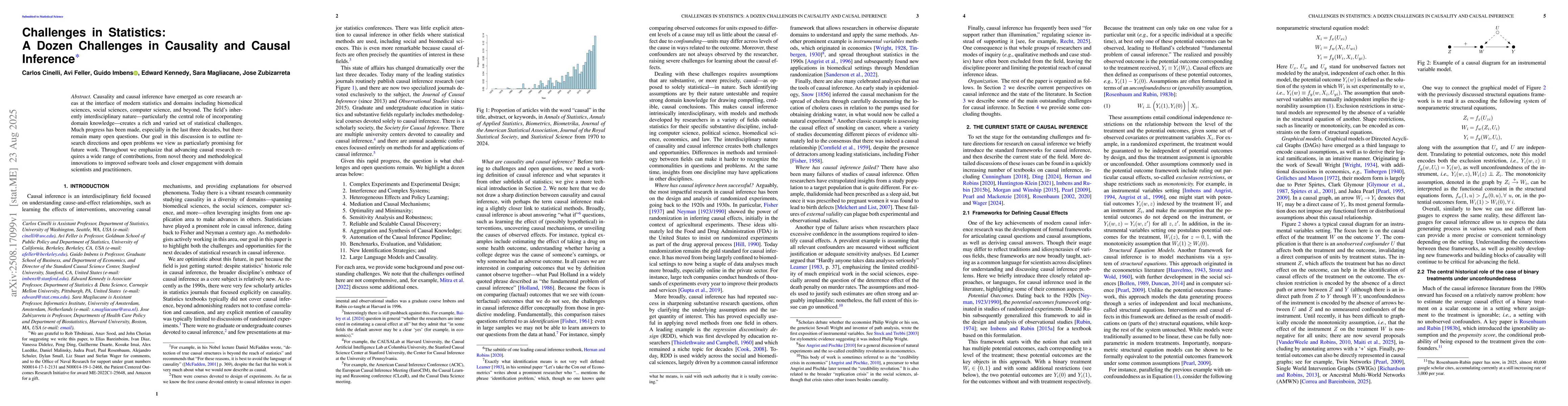 Thumbnail for Challenges in Statistics: A Dozen Challenges in Causality and Causal
  Inference