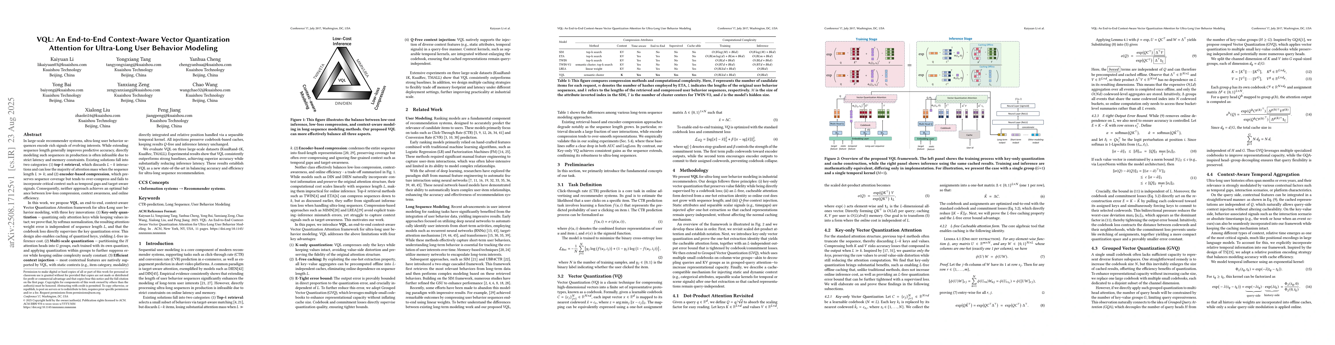 Thumbnail for VQL: An End-to-End Context-Aware Vector Quantization Attention for
  Ultra-Long User Behavior Modeling