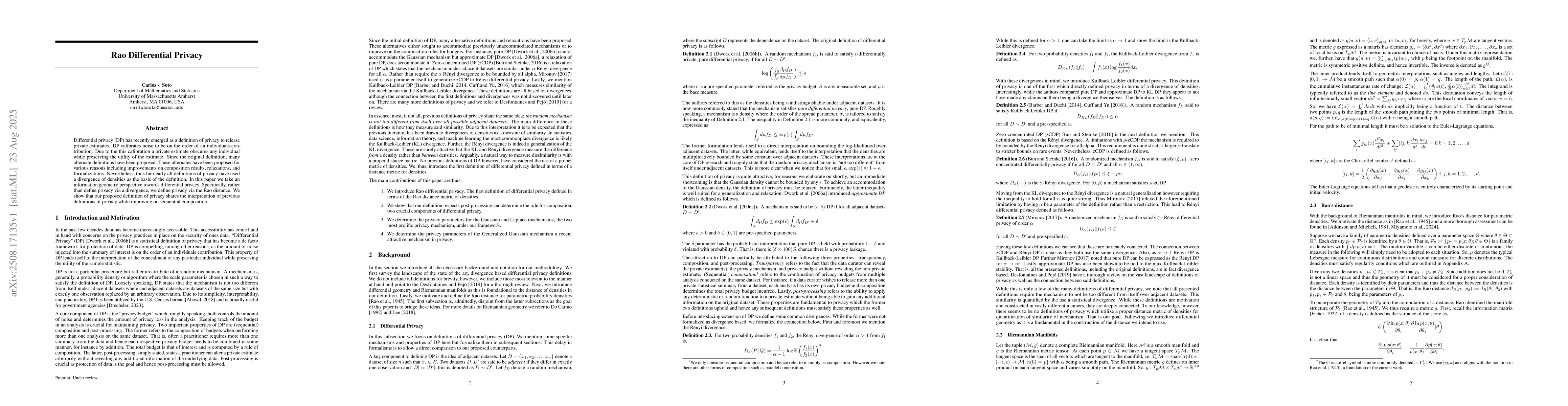 Thumbnail for Rao Differential Privacy