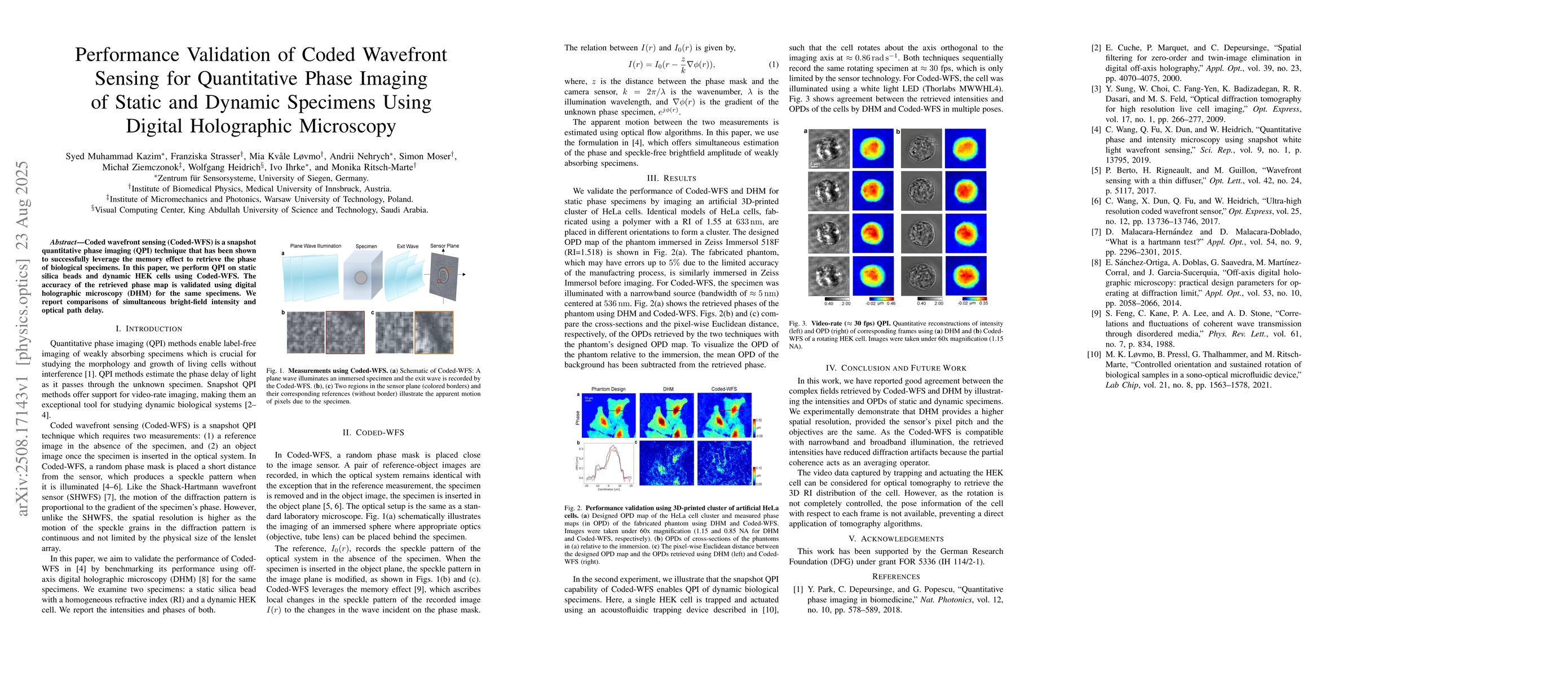 Thumbnail for Performance Validation of Coded Wavefront Sensing for Quantitative Phase
  Imaging of Static and Dynamic Specimens Using Digital Holographic Microscopy