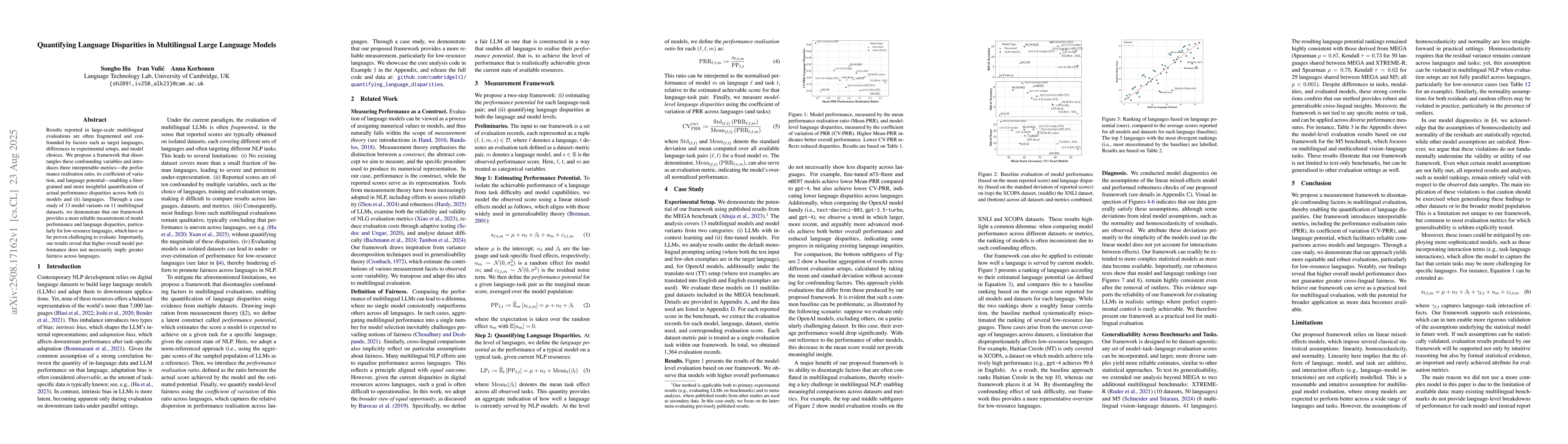 Thumbnail for Quantifying Language Disparities in Multilingual Large Language Models